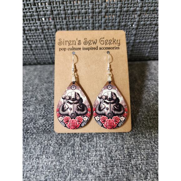 Fallout Brotherhood of Steel Floral Earrings - Picture 3 of 3